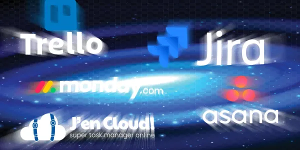 visuel Comparatif de Trello, Jira, Asana, Monday et J'en Cloud!