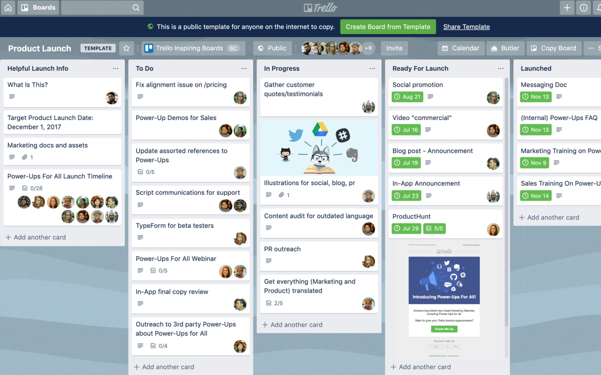 Interface de Trello