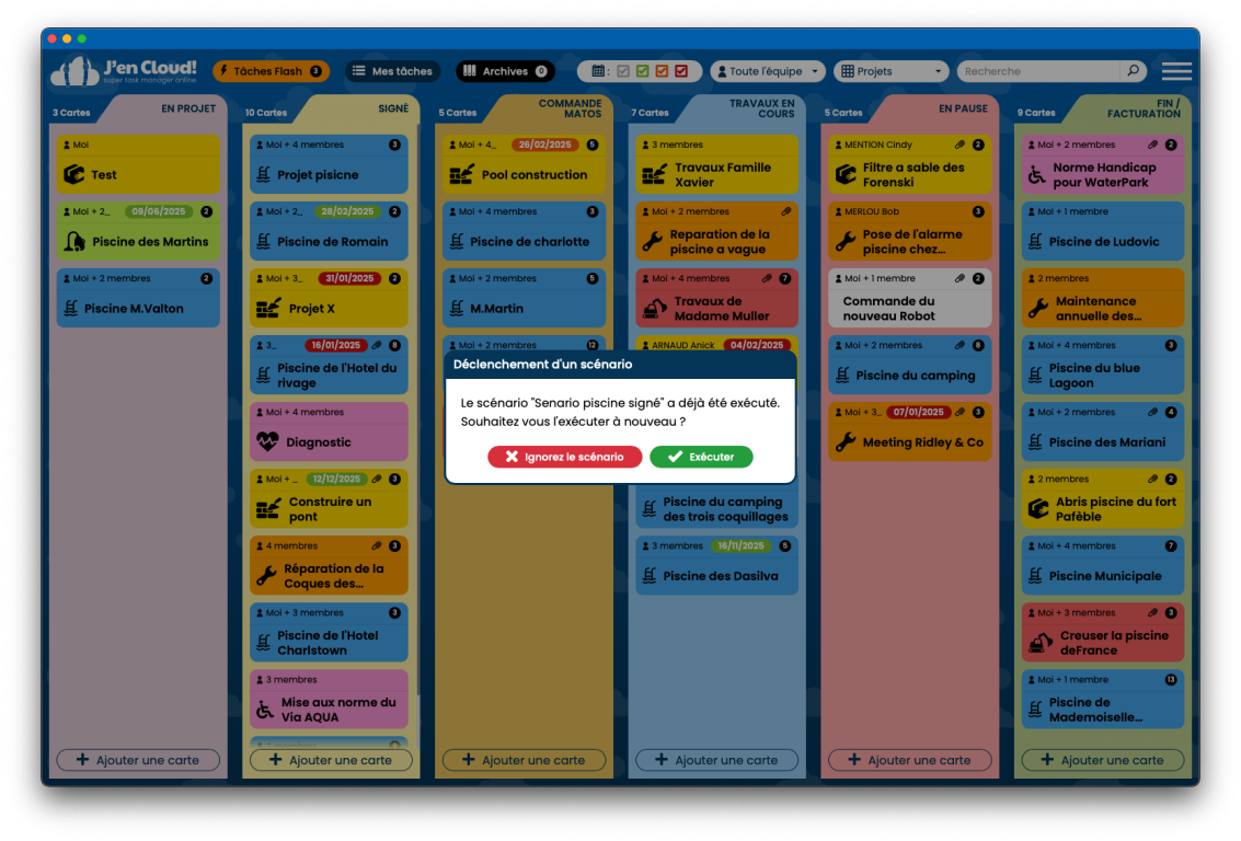 Fenêtre de Scénario automatique (workflow)